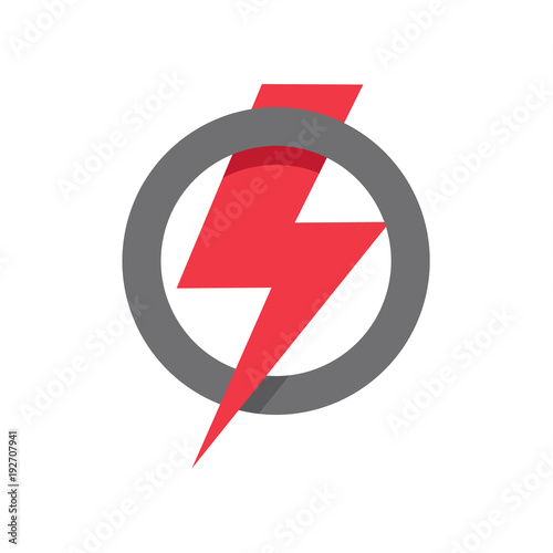 Free Download Red lightning icon in circle shape, power, strength, win symbol on white background. - GFXLoad