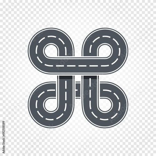 Abstract race symbol, Isolated road, lane logo. Cartoon higway vector illustration.