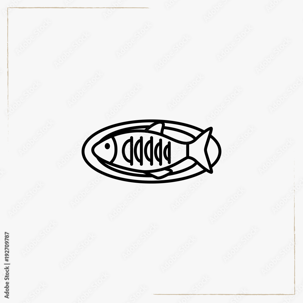 fish on plate line icon fish on plate line icon