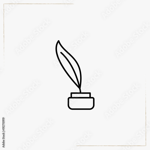 feather with ink line icon