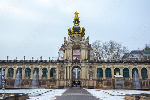 View to the historical buildings of the famous Zwinger palace in Dresden, Germany © k_samurkas