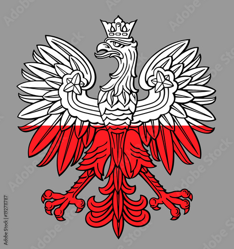 Poland eagle in national white, red colors, as patriotic background