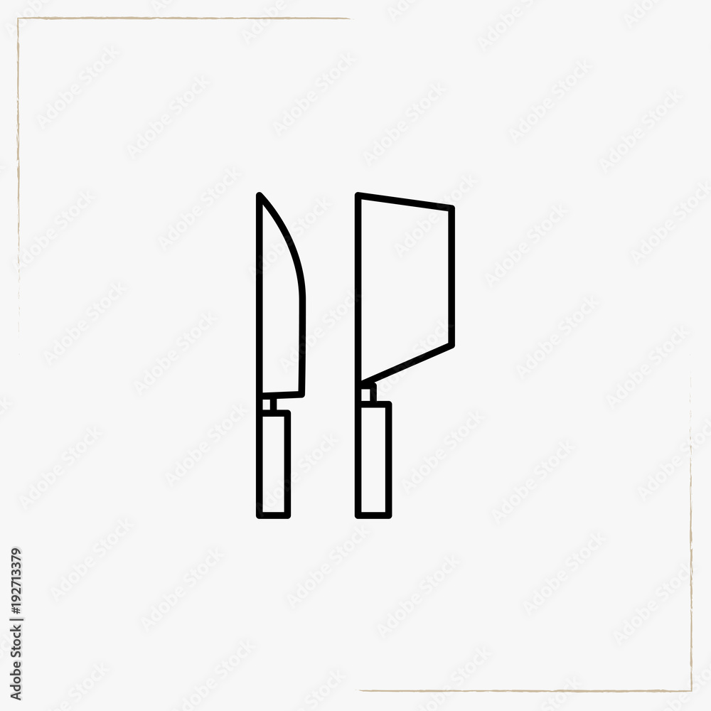 knife with hatchet line icon knife with hatchet line icon