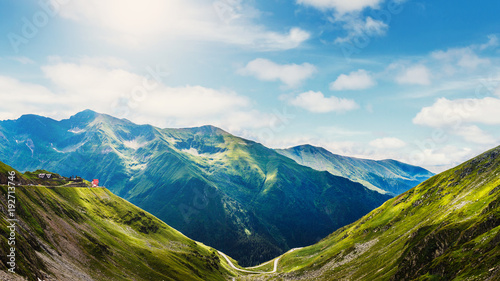 mountain landscape with sky as background. Transfagarasan road