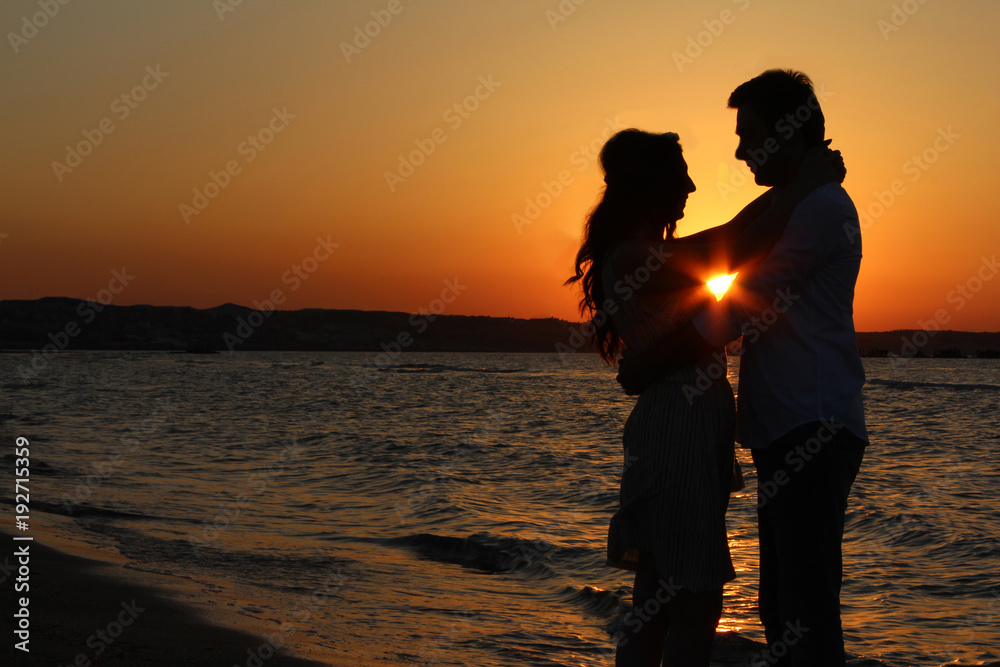 Lovers and beautiful sunset