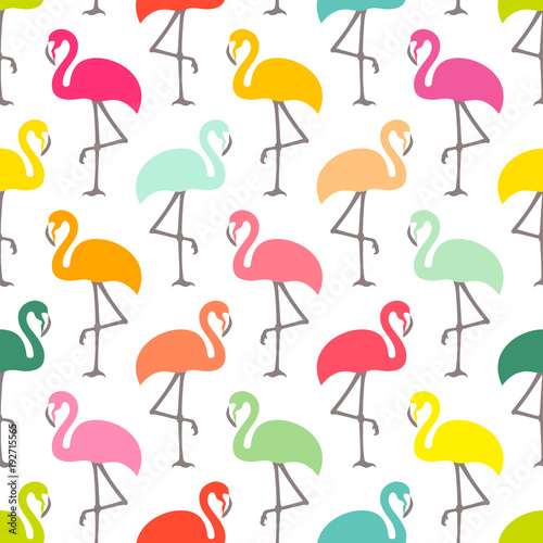 Graphic Flamingo Seamless Pattern Tropical Colors