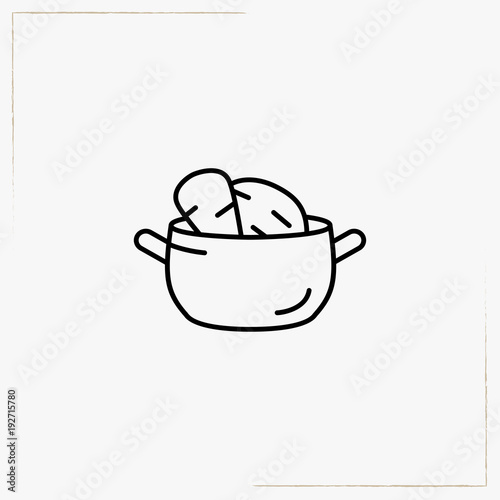 vegetables in saucepan line icon
