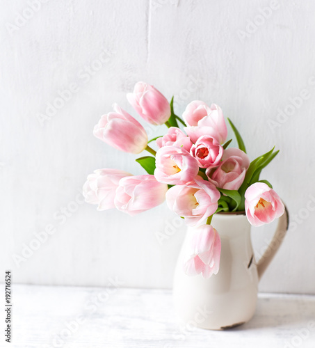 Spring Tulips in a Ceramic Vase