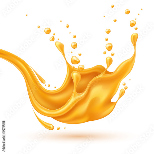 Vector realistic orange pineapple juice splash