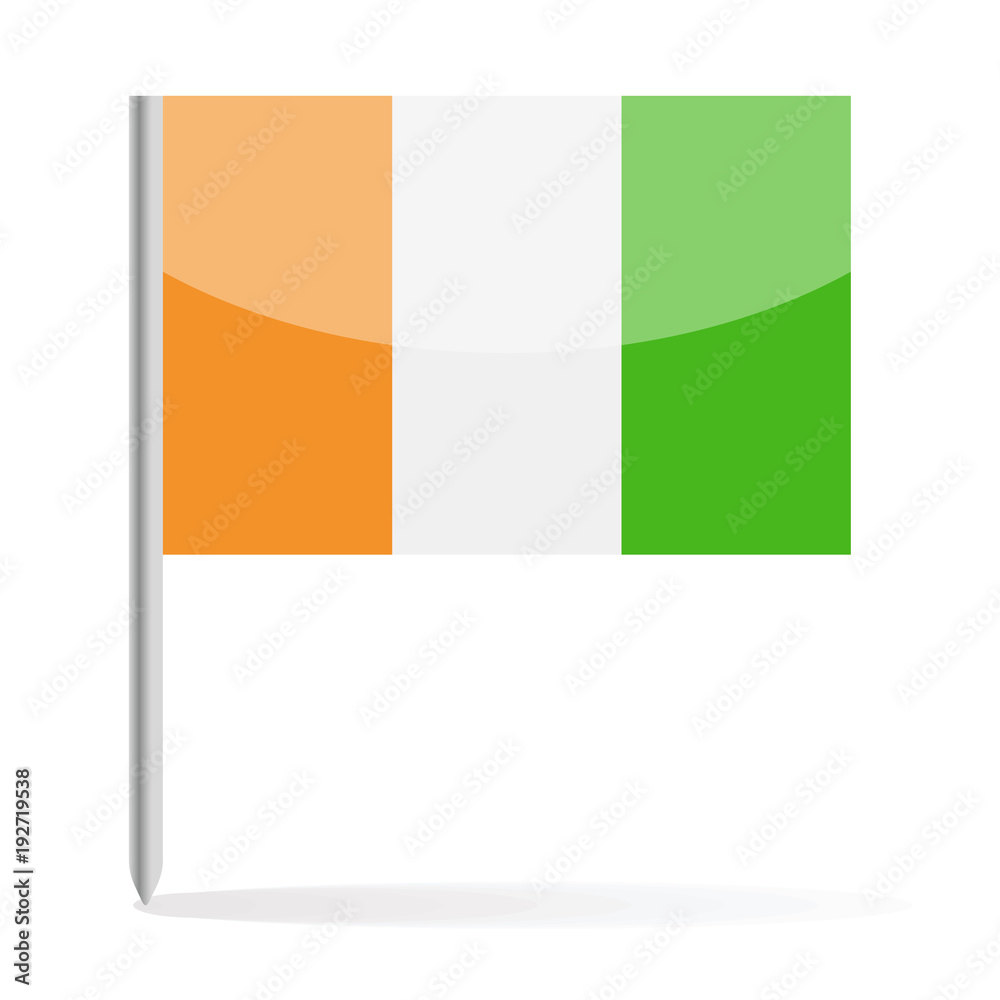Ivory coast Flag Pin Vector Icon