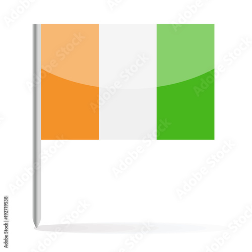 Fototapeta Naklejka Na Ścianę i Meble -  Ivory coast Flag Pin Vector Icon