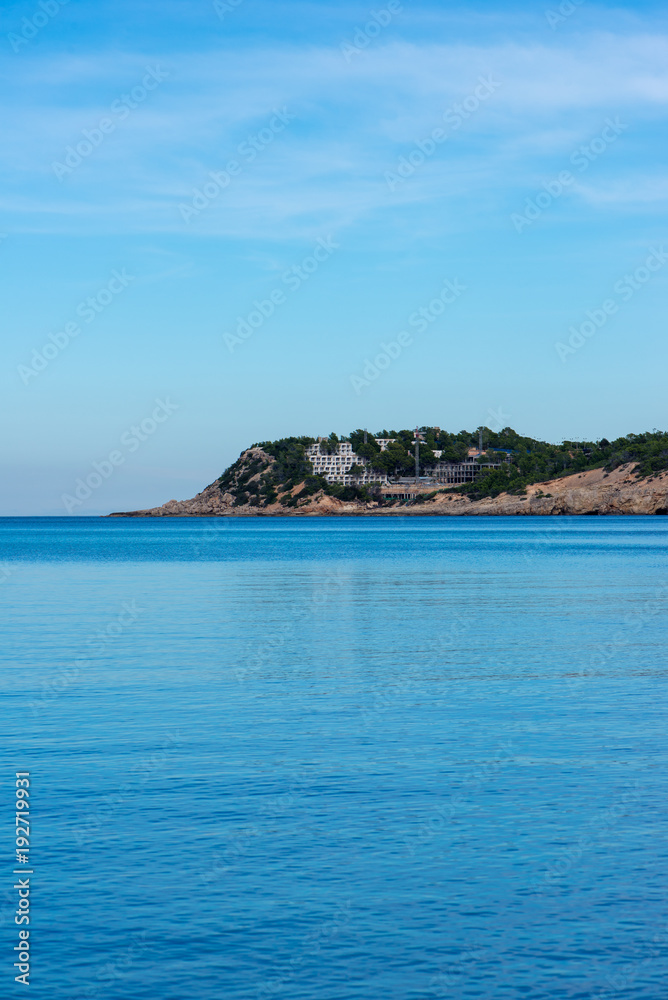 The coast on a blue day in Ibiza