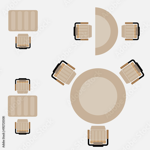 Top View show Seat and Table of Business office