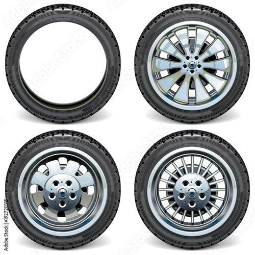 Vector Modern Car Wheels Side View