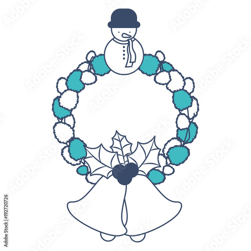 christmas crown wreath with bell vector illustration design photo