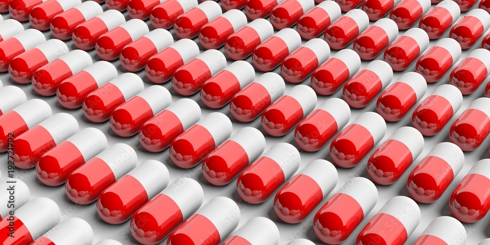 Red pills capsules background. 3d illustration Red pills capsules background. 3d illustration