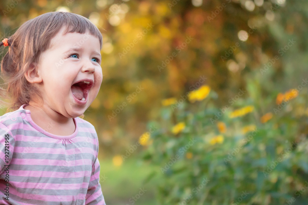 Little girl is surprised and happy Little girl is surprised and happy