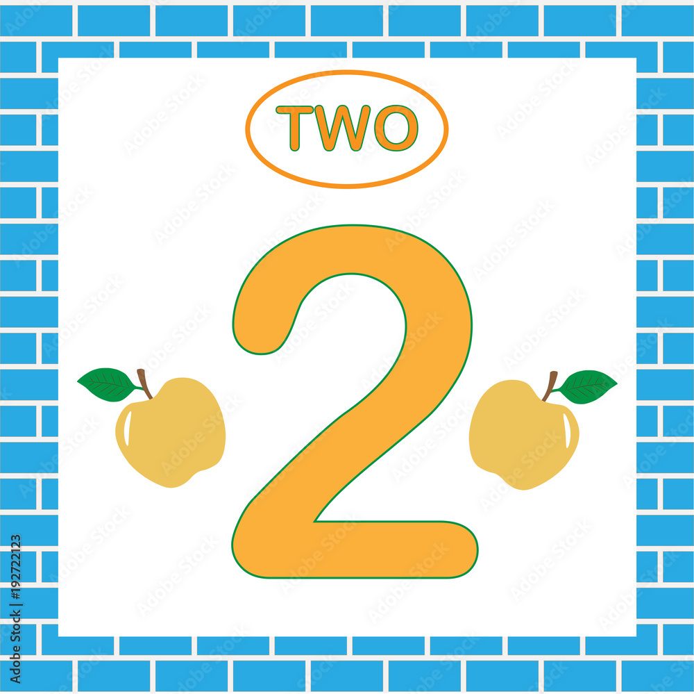 Flash Card With Number 2 Two Learning Numbers Mathematics