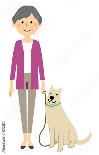 シニア女性　おばあちゃん　愛犬
