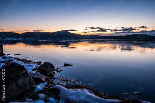 Fototapeta Naklejka Na Ścianę i Meble -  Sunset on Viverone Lake, Piedmont, Italy
