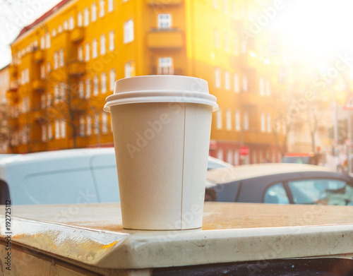 white pot of coffey in a street at berlin