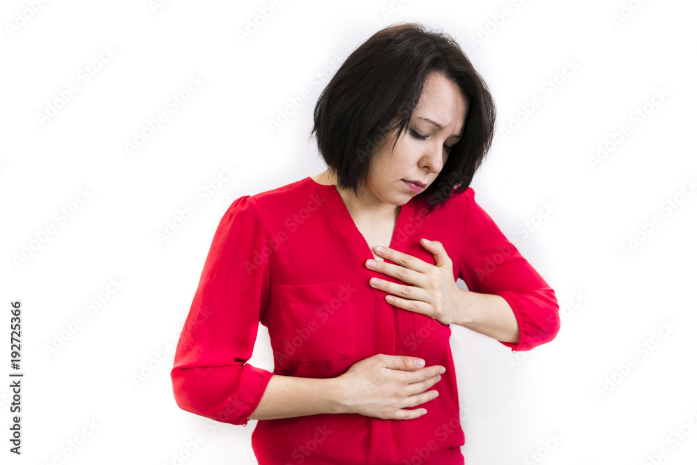 Health Issues. Beautiful Young Woman Having Heart Attack, Feeling Strong Pain In Chest. Portrait Of Female Suffering From Painful Lung Feeling Or Heart Disease. Healthcare Concept. High Resolution Health Issues. Beautiful Young Woman Having Heart Attack, Feeling Strong Pain In Chest. Portrait Of Female Suffering From Painful Lung Feeling Or Heart Disease. Healthcare Concept. High Resolution
