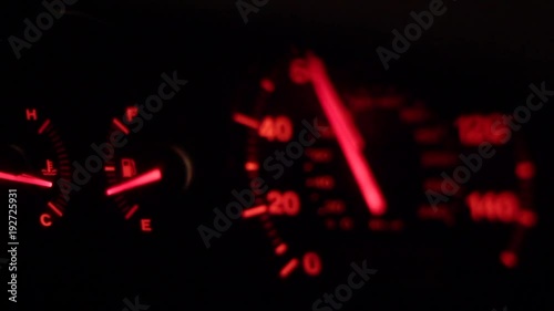 Speedometer comes into focus as 60mph. photo