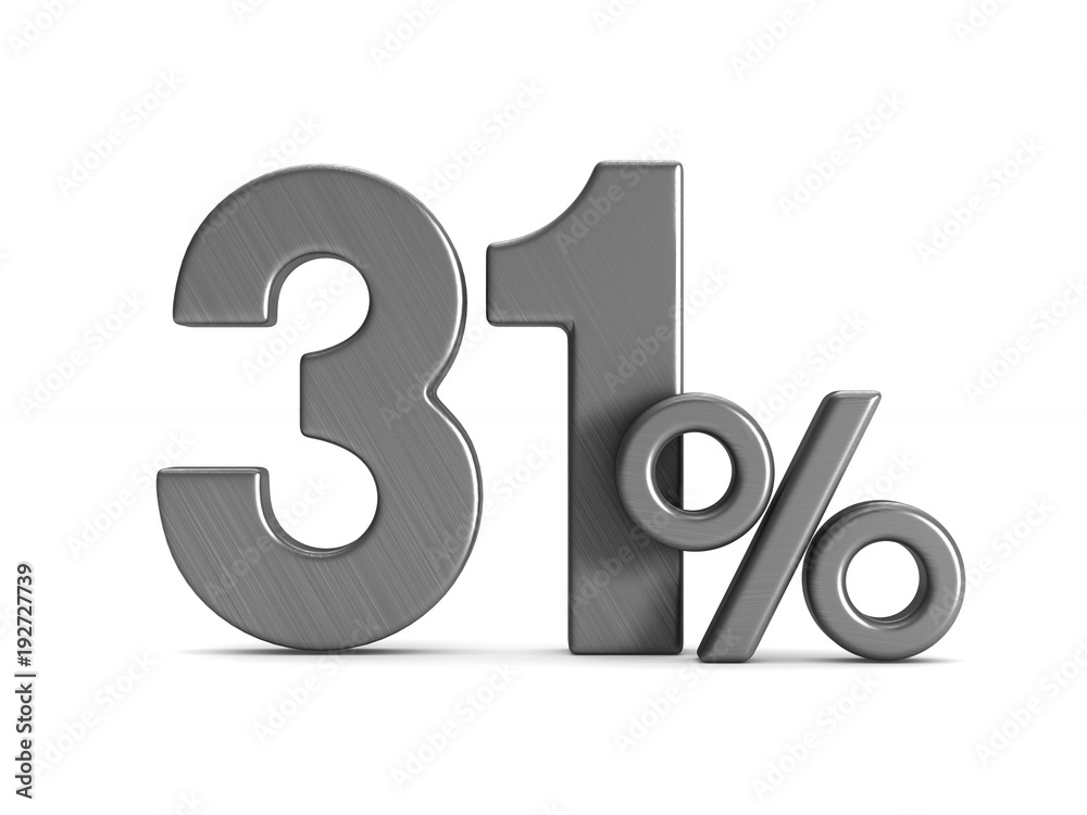 thirty one percent on white background. Isolated 3D illustration thirty one percent on white background. Isolated 3D illustration