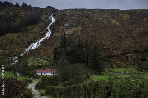 Waterfall and Cottage in Co Wicklow