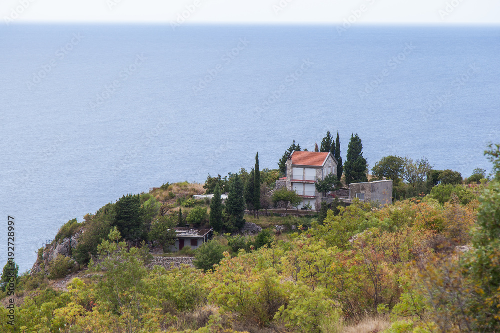 House on a hill on the coast of Montenegro