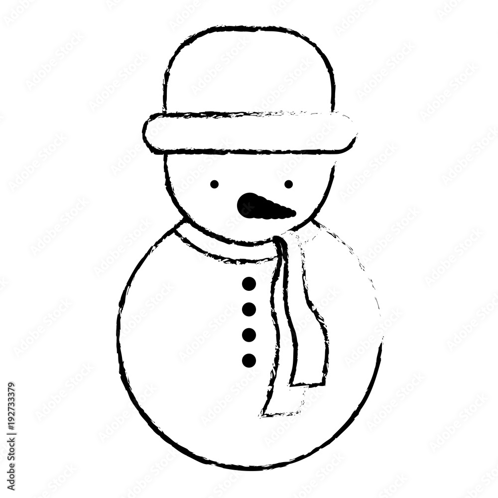snowman christmas character icon vector illustration design