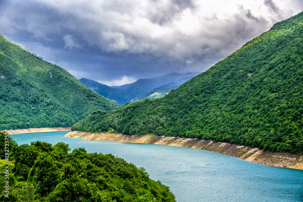 Fototapeta premium Beautiful landscape of Montenegro, Montenegro mountains, sea and mountains. Panorama