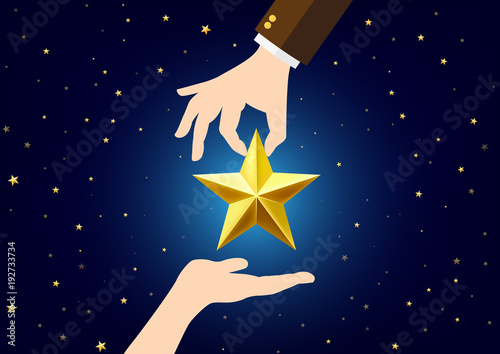 Businessman hand picking up a star