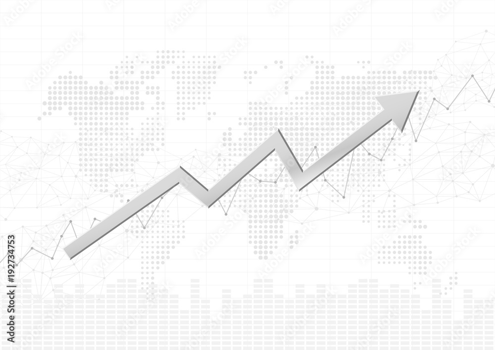 Arrow with Candle stick graph chart in financial market with world map, Forex trading graphic concept, vector Arrow with Candle stick graph chart in financial market with world map, Forex trading graphic concept, vector