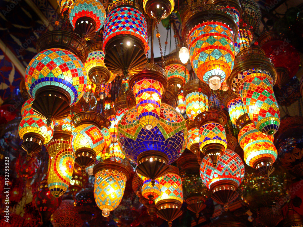 Oriental colored glass lamps