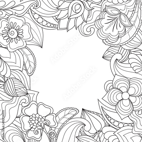 The Background with drawn flowers and plants for decoration