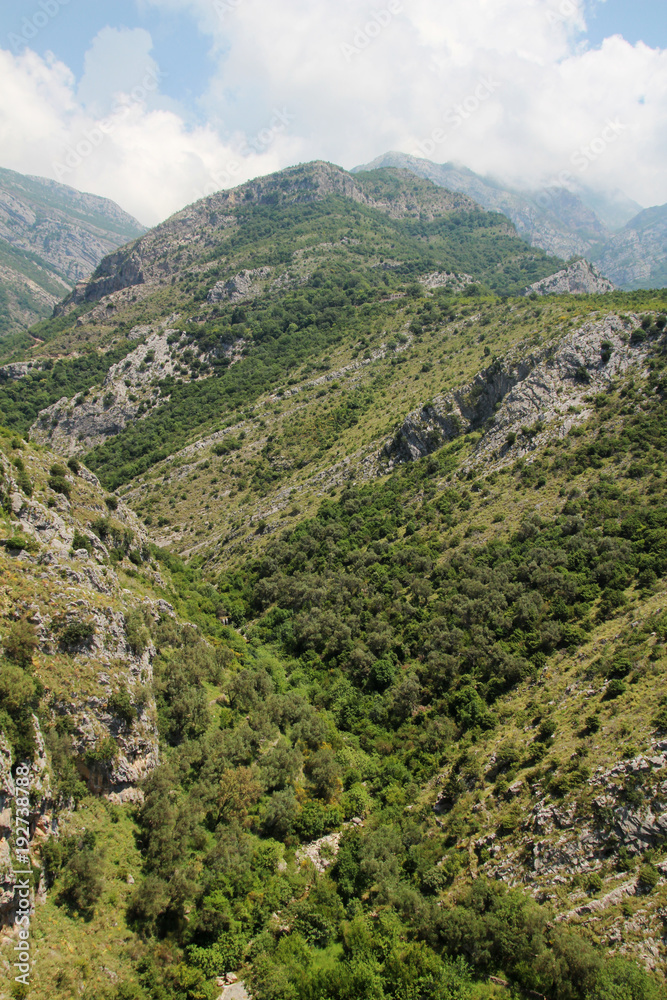 Fototapeta premium Mountains around Old Bar town, Montenegro