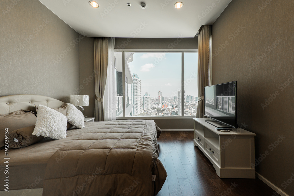 Fototapeta premium Modern bedroom in luxury apartment