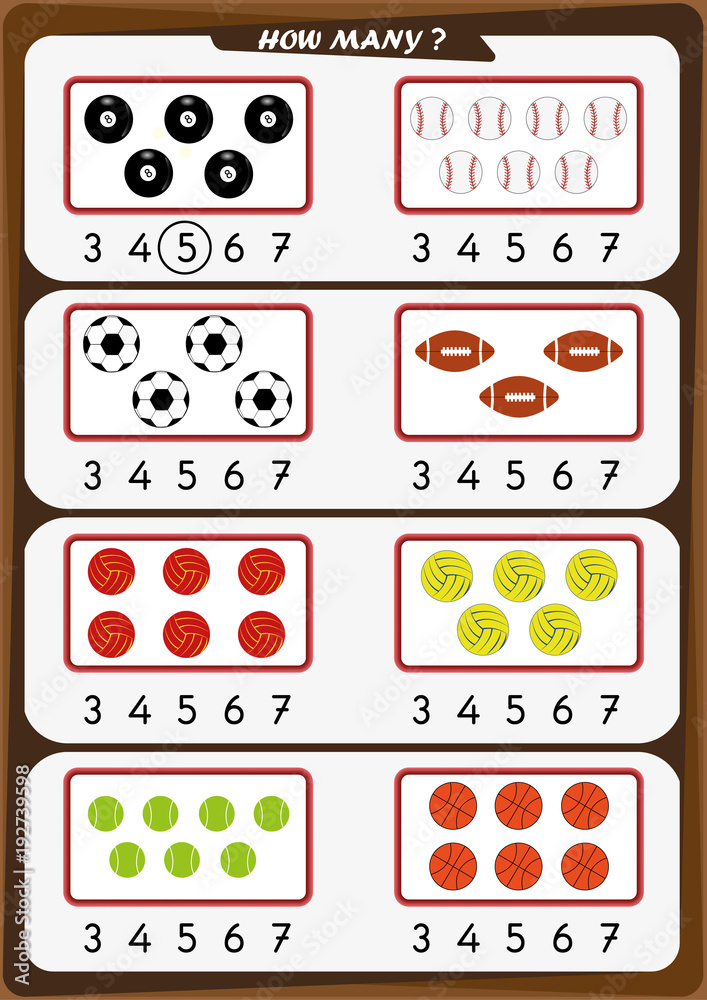 worksheet for kindergarten kids, Count the number of objects, Learn the