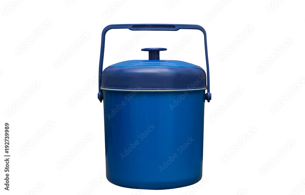 Blue plastic ice cooler isolate on white background Blue plastic ice cooler isolate on white background