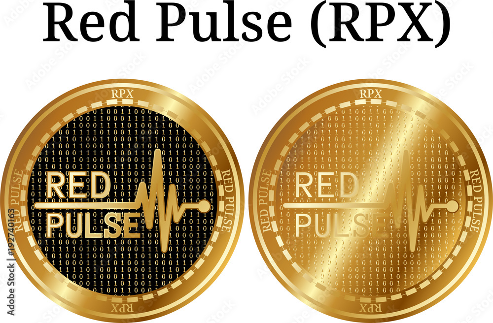 Set of physical golden coin Red Pulse (RPX) Stock Vector