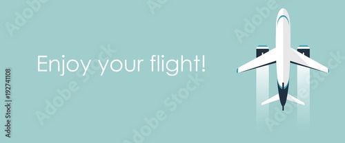Flying plane isolated on blue background. Vector illustrtaion