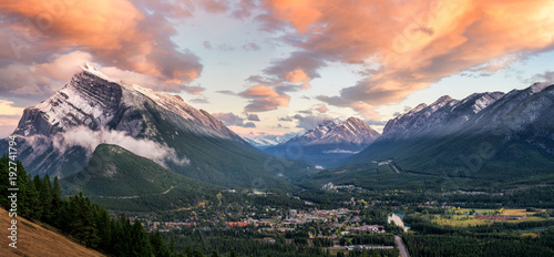 Sunset of Mount Rundle in Banff National Park taken from Norquay photo