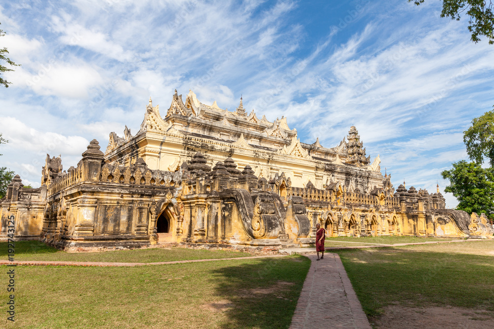 Maha Aung Mye Bonzan brick monastery in an ancient city of Burma, around Mandalay