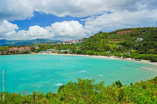 Secluded tropical beach on Grenada island, Caribbean region of Lesser Antilles