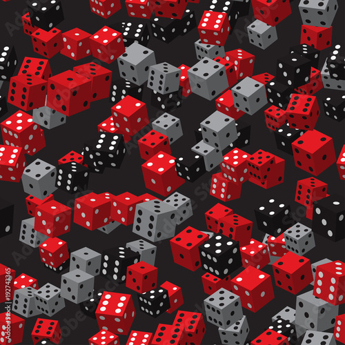 Red Black Grey Dice Seamless Pattern