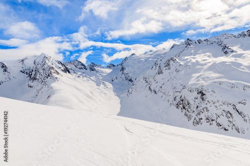 View of beautiful mountains covered with fresh snow during winter season, Obergurgl-Hochgurgl ski area, Austria © pkazmierczak