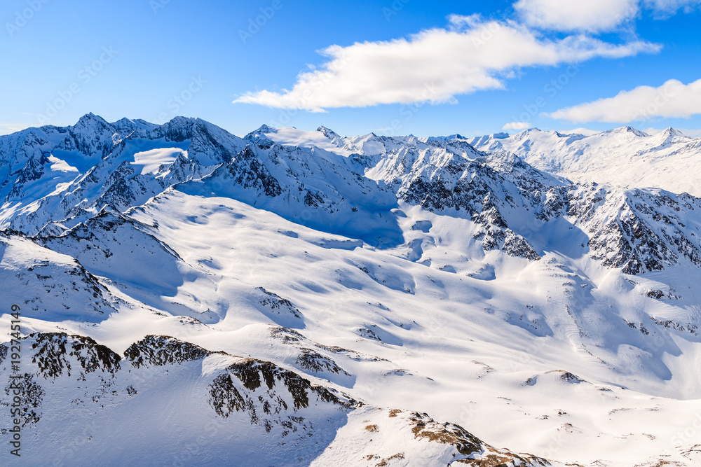 Beautiful mountains in winter season in Hochgurgl-Obergurgl ski area, Tirol, Austria
