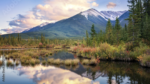 Slika na platnu Autumn at Vermilion Lakes in Banff National Park
