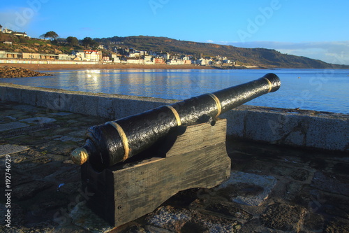 Old canon on the Cobb in Lyme Regis, Dorset